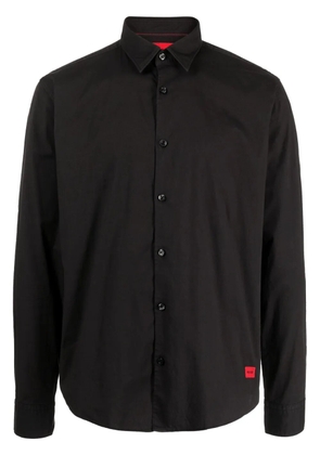 HUGO logo-embroidered cotton shirt - Black