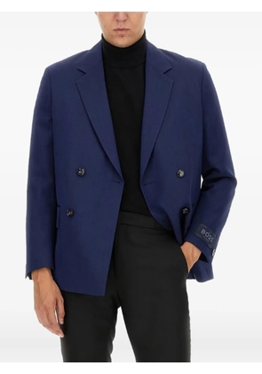 BOSS logo-tab wool blazer - Blue