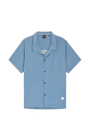 BOSS diamond-pattern short-sleeve shirt - Blue