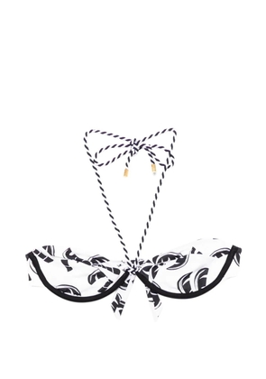 FARM Rio palms-print bikini top - White