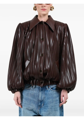 Rowen Rose pleated short bomber jacket - Brown