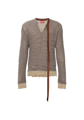Diesel K-Daianeris frayed V-neck sweater - Neutrals