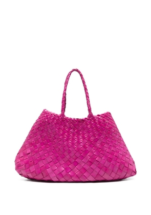 DRAGON DIFFUSION leather woven top-handle tote bag - Pink