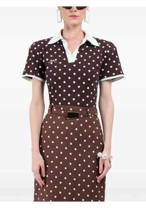 Rowen Rose polka-dots short-sleeves polo - Brown