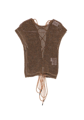 ALPHA STUDIO open-knit top - Brown