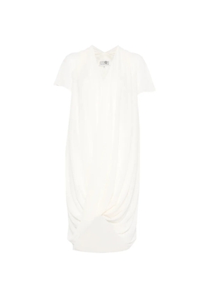 MM6 Maison Margiela V-neck draped midi dress - White
