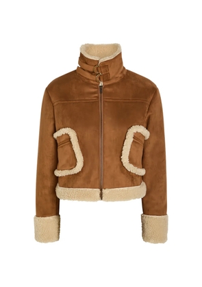 MOTHER shearling trim jacket - Brown