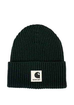 sacai x Carhartt WIP ribbed beanie hat - Green