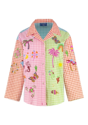 SUSANNA BLU Gardenia checked embroidered shirt - Orange