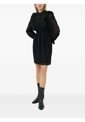 Bruuns Bazaar eyelet-embroidery ruffle mini day dress - Black