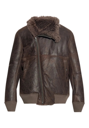 Rick Owens shearling-collared zip-front jacket - Brown