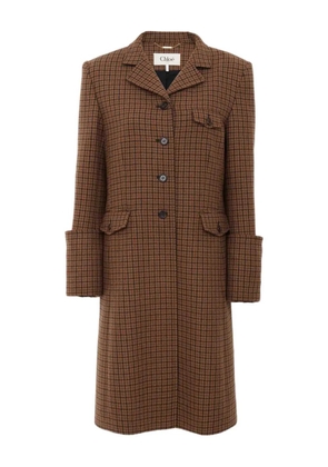 Chloé wool houndstooth single-breasted coat - Brown
