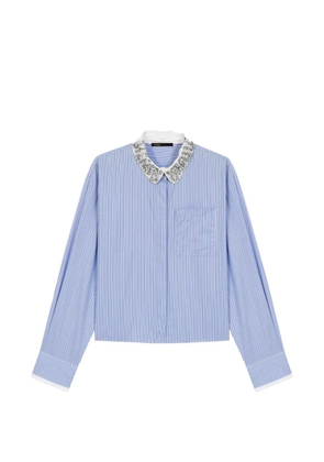 Maje striped embellished-collar shirt - Blue