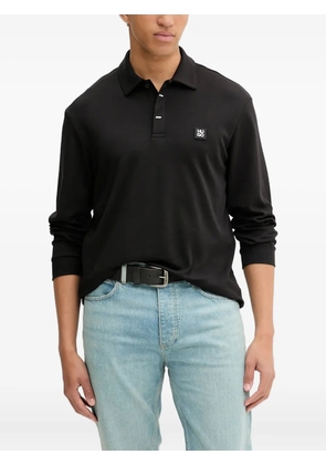 HUGO logo-plaque long-sleeve polo shirt - Black