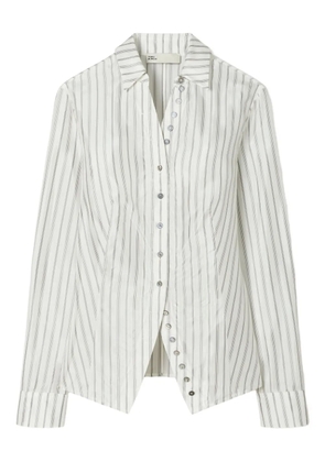 Tory Burch striped cinched button-down top - White