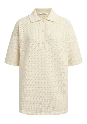 12 STOREEZ cotton knit polo top - Neutrals