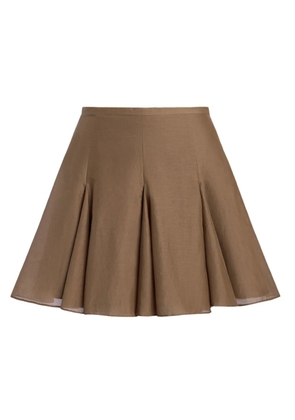 12 STOREEZ cotton-silk blend mini A-line skirt - Brown