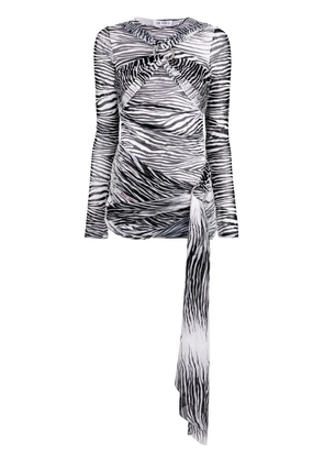 The Attico tiger-print mesh mini dress - White