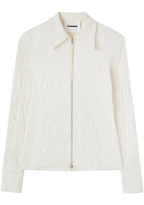 Jil Sander zip-front cloqué top - White