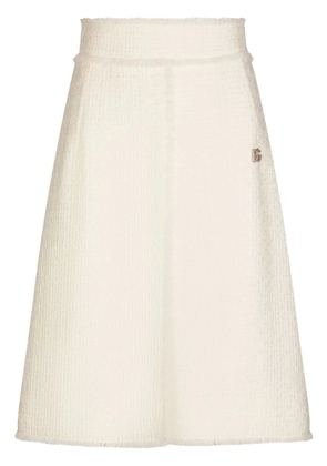 Dolce & Gabbana front-slit tweed midi skirt - White