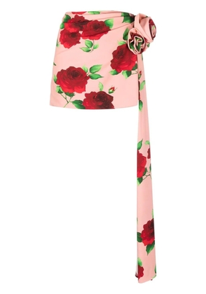 Magda Butrym rose-print draped miniskirt - Pink