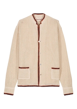 Baziszt side-pockets contrasting-trim cardigan - Neutrals