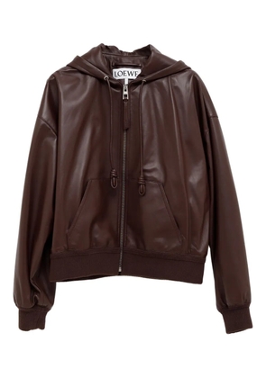LOEWE Flamenco hooded leather zip-up jacket - Brown