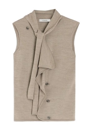 LEMAIRE tie-neck asymmetrical sleeveless cardigan - Neutrals