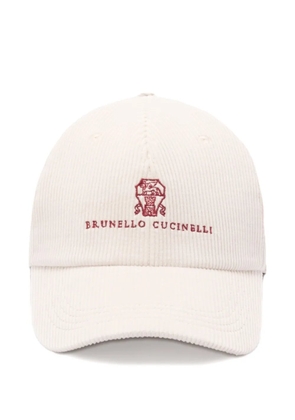 Brunello Cucinelli corduroy logo-embroidered baseball cap - Neutrals