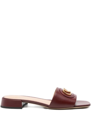 Valentino Garavani 25mm leather V-logo mules - Red