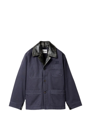 Miu Miu patch-pocket embroidered-logo jacket - Blue