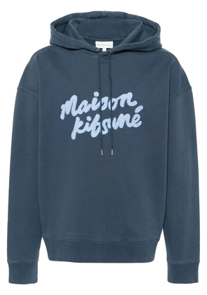 Maison Kitsuné logo-patch cotton hoodie - Blue
