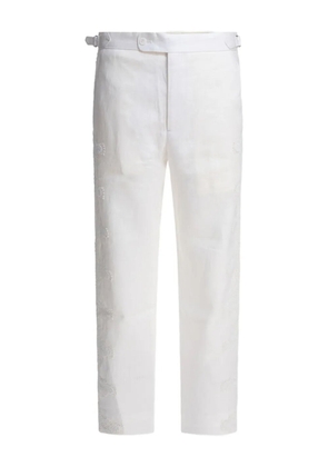 BODE crochet-insert linen trousers - White