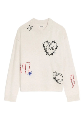 Zadig&Voltaire embroidered heart detail sweater - Neutrals