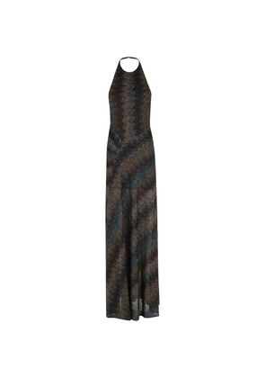 Missoni halter neck snake-print maxi dress - Brown