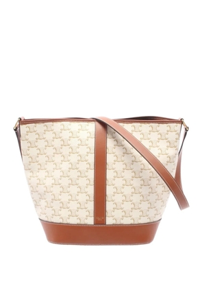 Celine Pre-Owned 2010-2026 Medium Coated Canvas Triomphe Bucket Bag crossbody bag - White