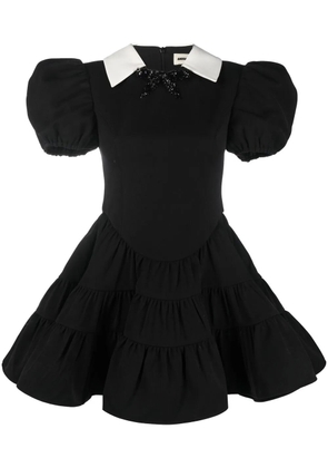SHUSHU/TONG puff-sleeve tiered minidress - Black