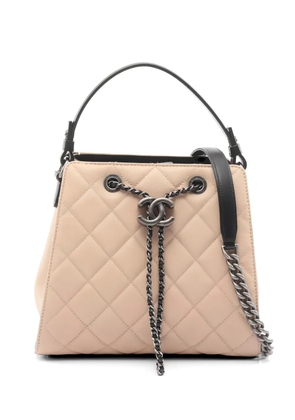 CHANEL Pre-Owned 2016-2017 quilted leather bucket bag - Neutrals