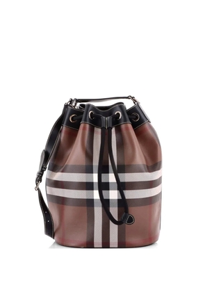 Burberry Pre-Owned Chesterton Check Coated Canvas with Leather Medium bucket bag - Brown