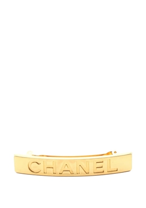 CHANEL Pre-Owned 1986-1988 engraved-logo hair clip - Gold