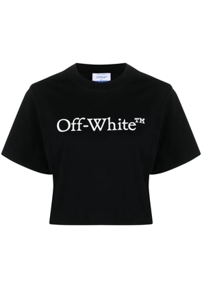 Off-White Bookish logo-print cropped T-shirt - Black