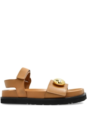 LOEWE leather button-embellished sandals - Brown