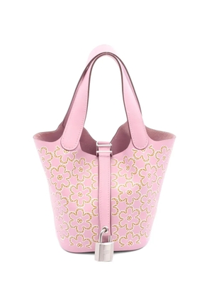 Hermès Pre-Owned 2022 Picotin flower print leather tote bag - Pink