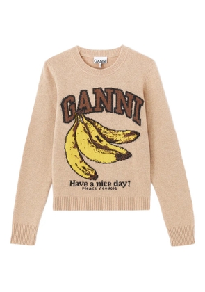 GANNI graphic-print sweater - Neutrals