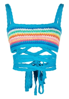 Alanui Over The Rainbow knitted bra - Blue