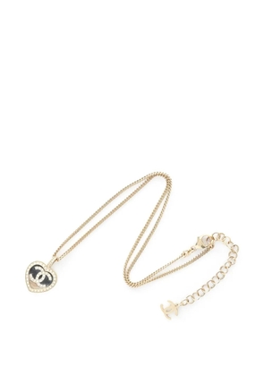CHANEL Pre-Owned 1986 heart rhinestone necklace - Gold
