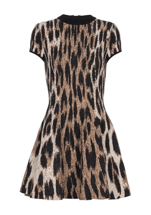 Balmain leopard-jacquard dress - Brown