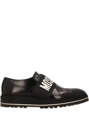 Moschino Pre-Owned logo-strap loafers - Black