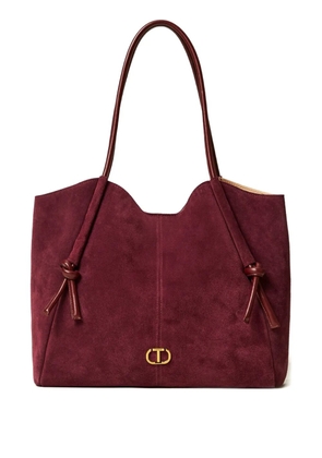 TWINSET knotted-strap suede tote bag - Red