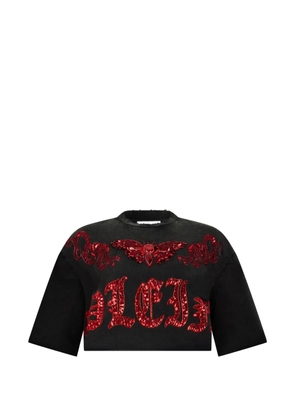 Philipp Plein sequin-detail cropped T-shirt - Black